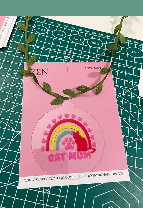 Cat Mom Boho Arches Ornament | RoundClearAcrylic | Accessories | Animals