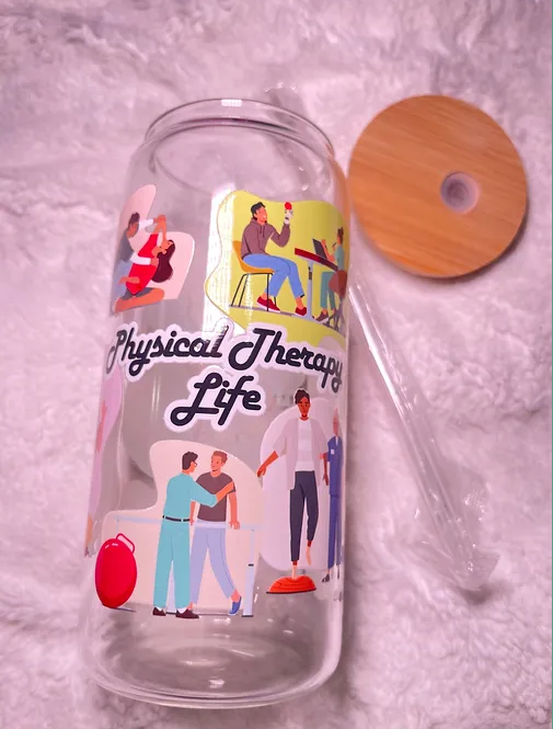 Physical Therapy Life beer can glass cup set exercises | 20 fl oz