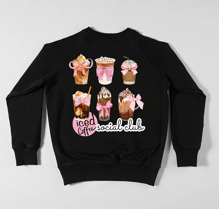 Iced Coffee Social Club-Pink Ribbon sweatshirt | adult Unisex size