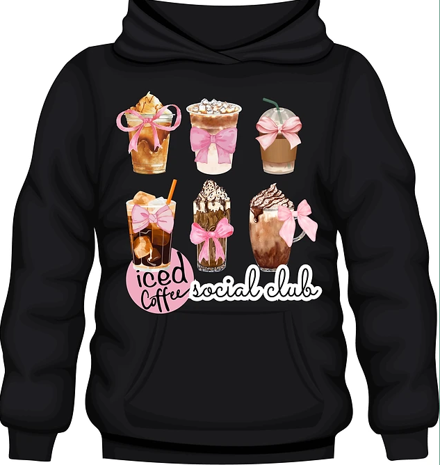 Iced Coffee Social Club-Pink RibbonHoodie | adult Unisex size