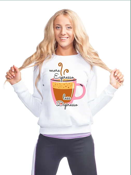 More Espresso Less Depresso pinkCup1 theme sweatshirt | adult Unisex size