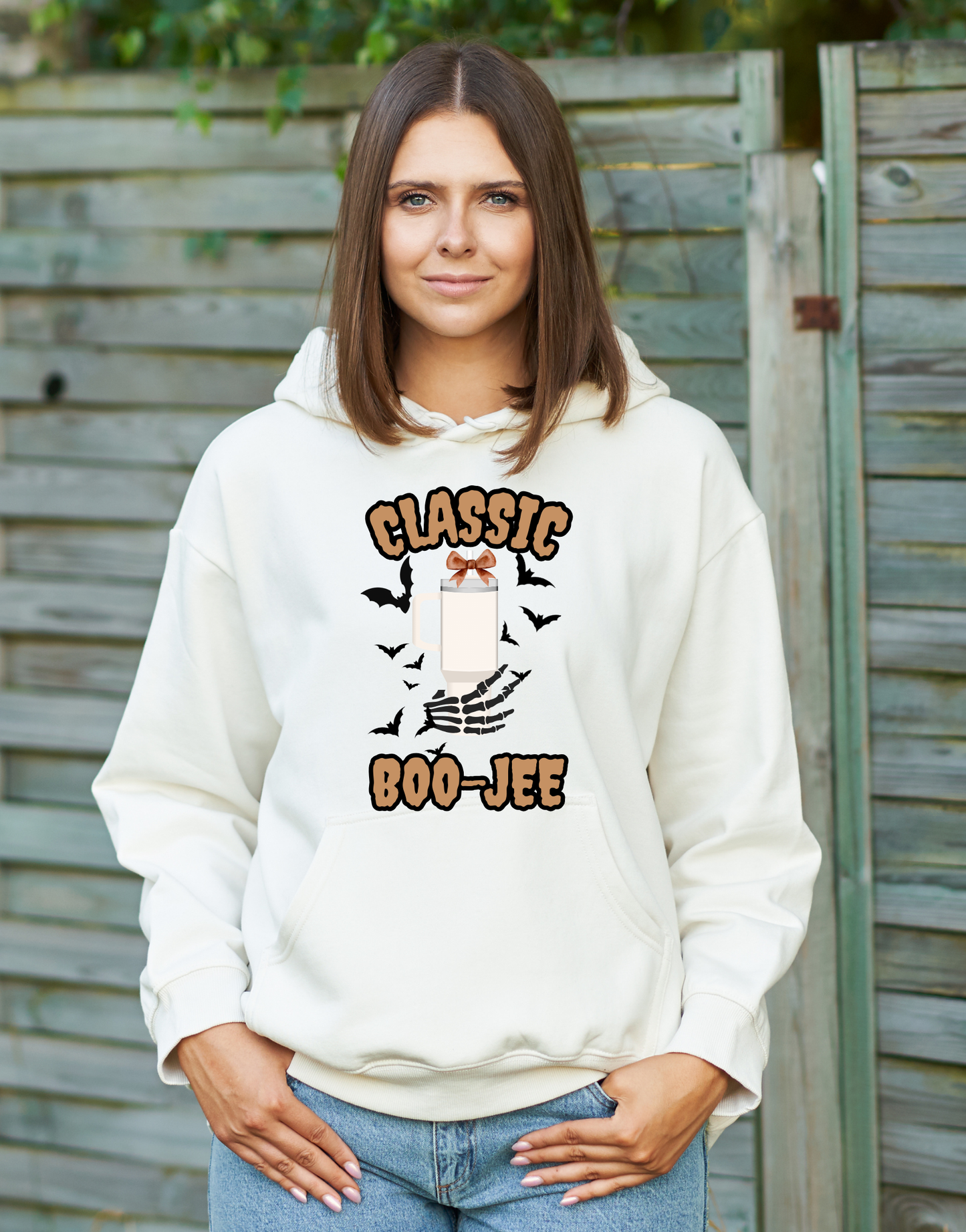 BOO-JEE brown Classic tumbler Hoodie | Brown font | Adult Unisex | full chest print