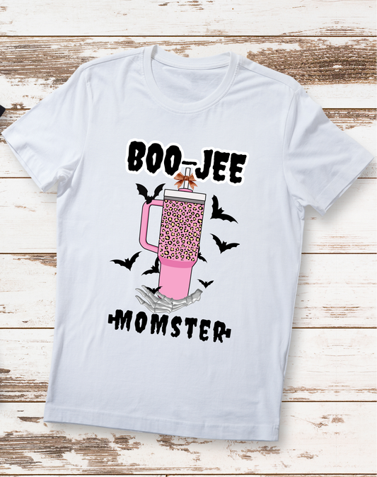 BOO-JEE pink leopard tumbler MOMSTER TEE | Adult Unisex | full chest print