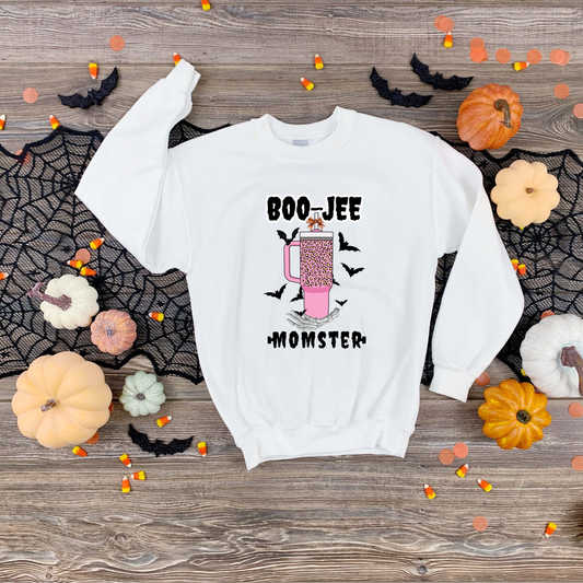 BOO-JEE pink leopard tumbler MOMSTER Sweatshirt | Adult Unisex | full chest print