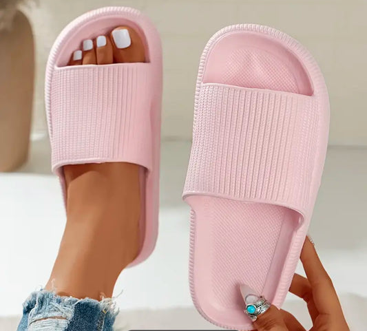 Solid Color Soft slip-on Pillow slides | lightweight footwear | open toe | Adult size | Flat Heel | EVA material | Limited Stocks