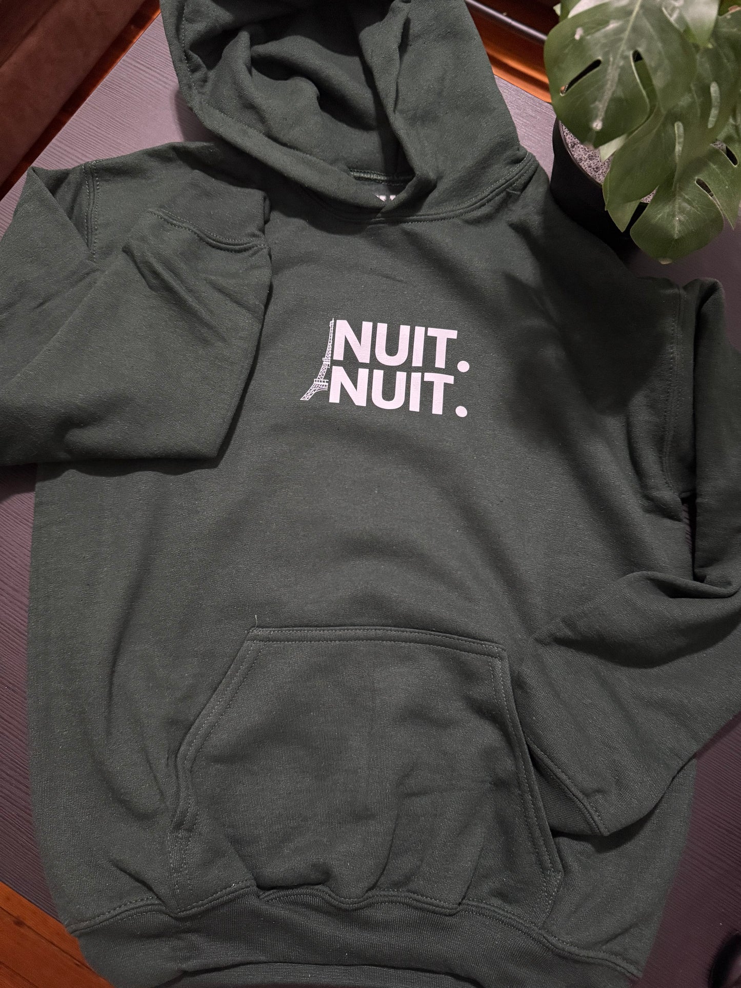Nuit.Nuit.Eiffel Tower Hoodie  pocket size center chest| YOUTH/KID Unisex size