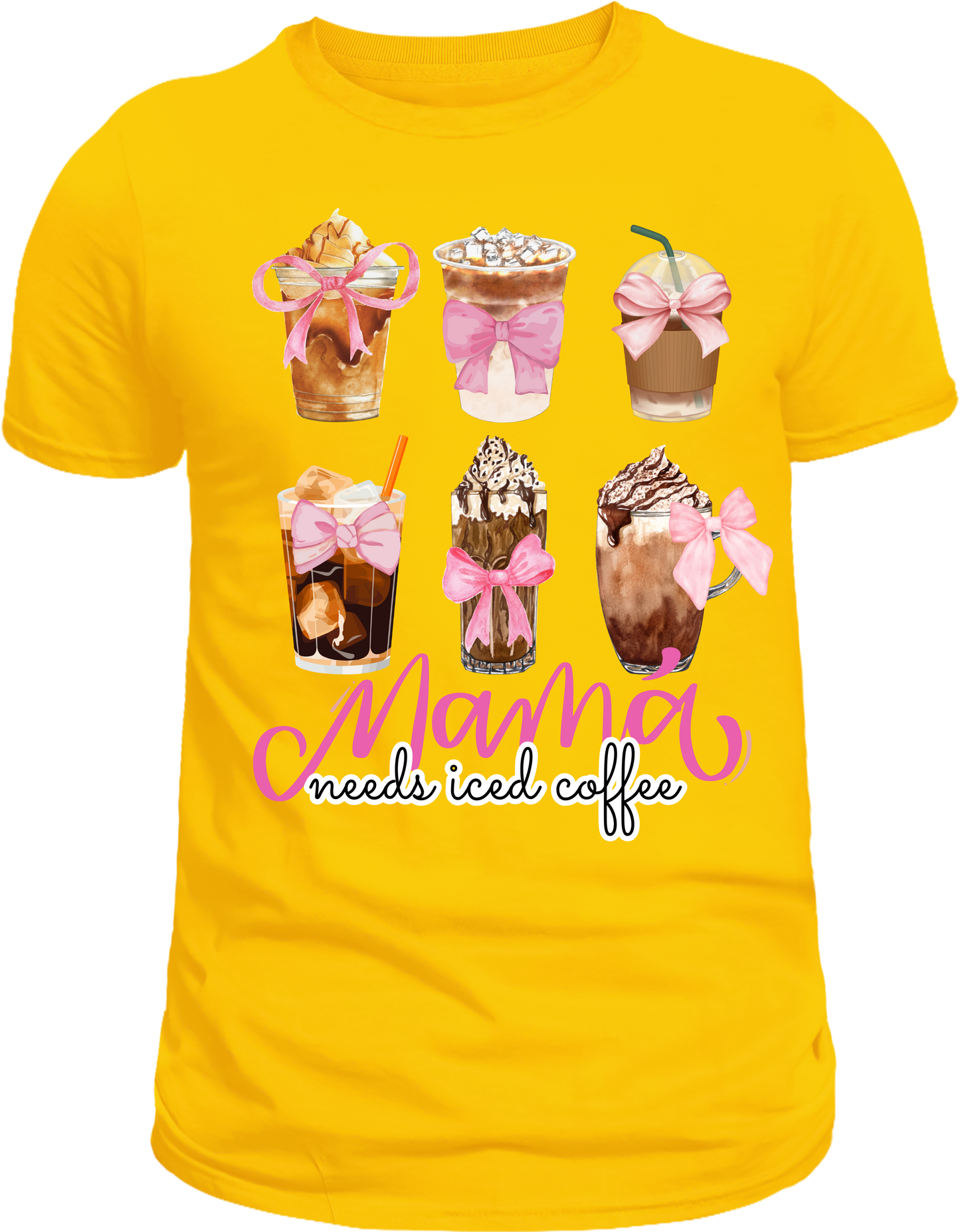 Mama needs iced coffee- pink ribbon tee | adult unisex