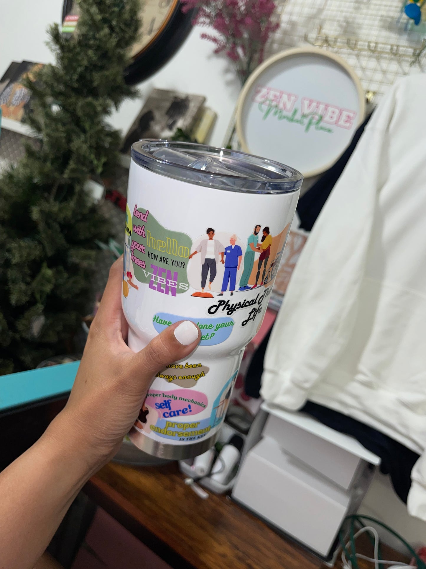 Physical Therapy Life Insulated Tumbler with Lid | Hot/Cold | 30fl oz | White