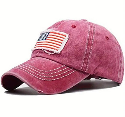 USA FLAG Patch embroidered PONYTAIL distressed baseball cap | adjustable size | left sided embroidered | Women's| limited stocks