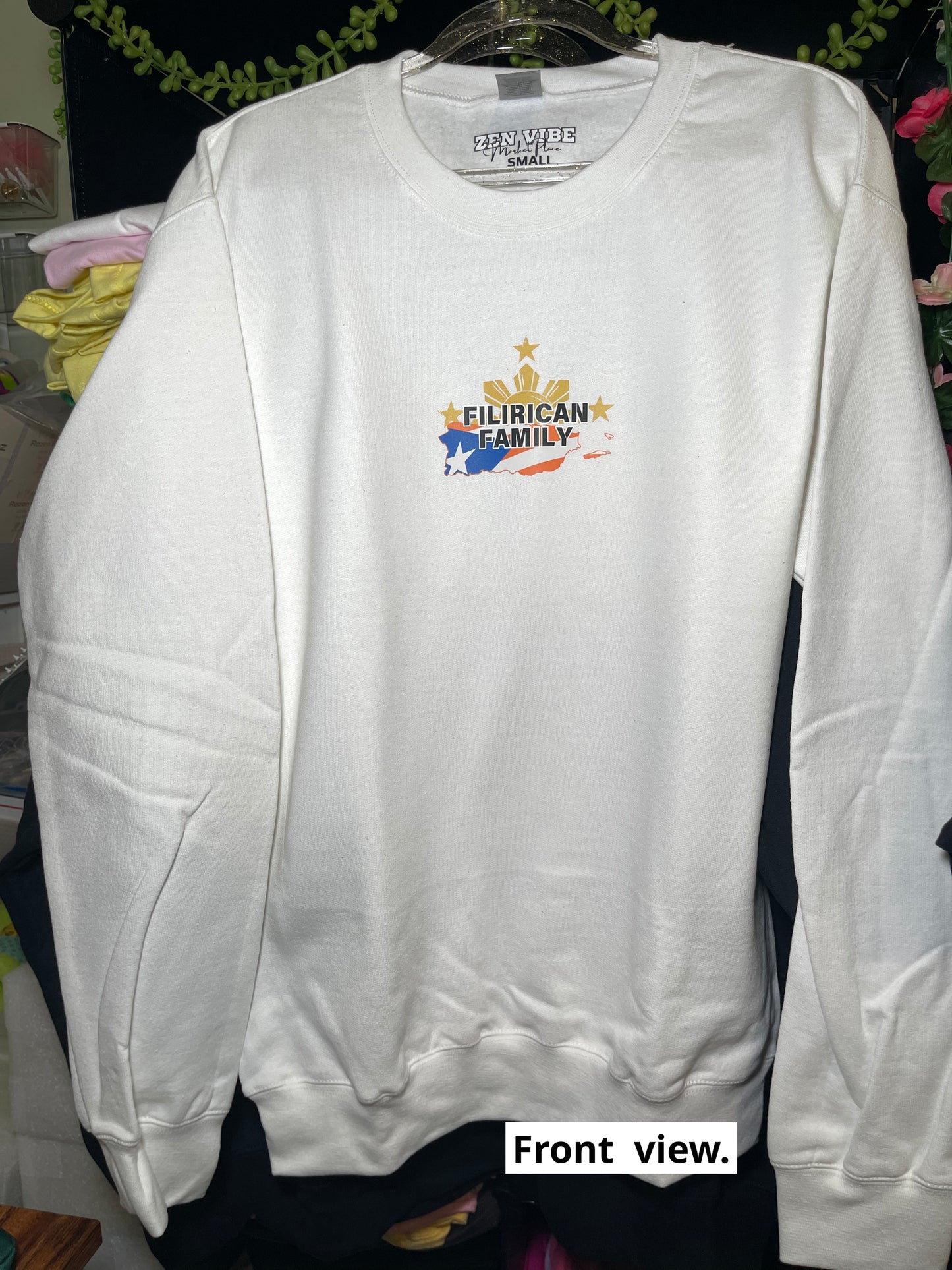 FILIRICAN FAMILY 3stars+sun flags Sweatshirt | 2 sides: center chest pocket size+full size back prints | ADULT UNISEX size