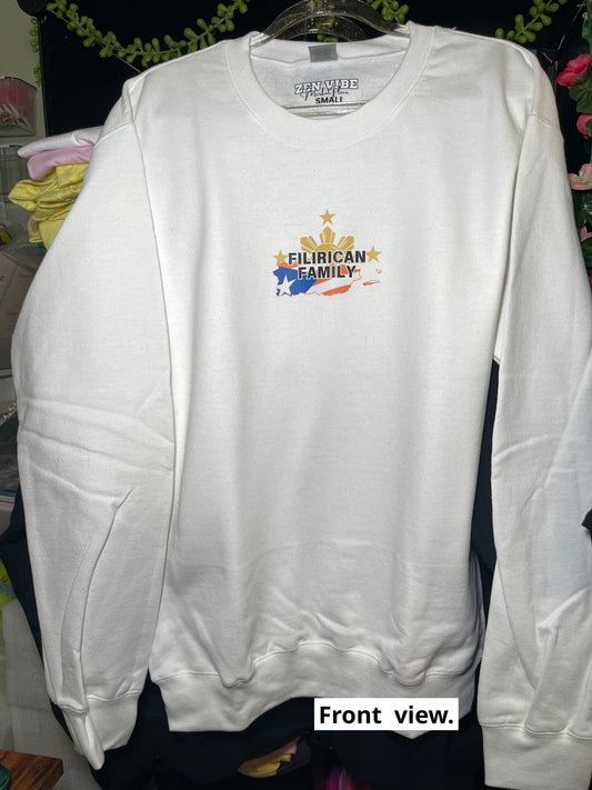 FILIRICAN FAMILY 3stars+sun flags Sweatshirt | 2 sides: center chest pocket size+full size back prints | ADULT UNISEX size
