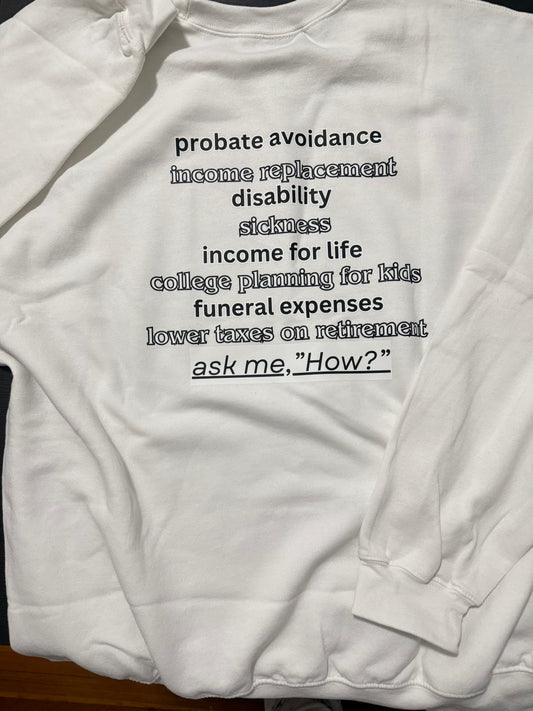 Financial Educator (mini print) sweatshirt | Adult Unisex | center chest pocket size + back prints |