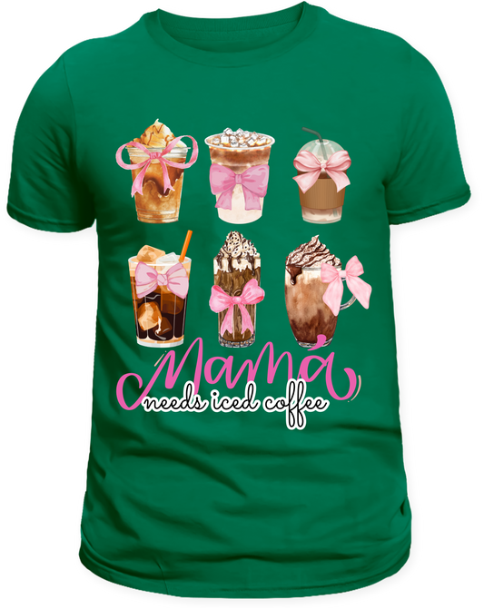 Mama needs iced coffee- pink ribbon tee | adult unisex