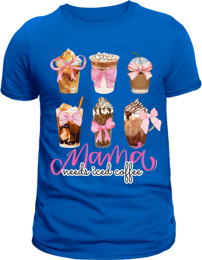 Mama needs iced coffee- pink ribbon tee | adult unisex