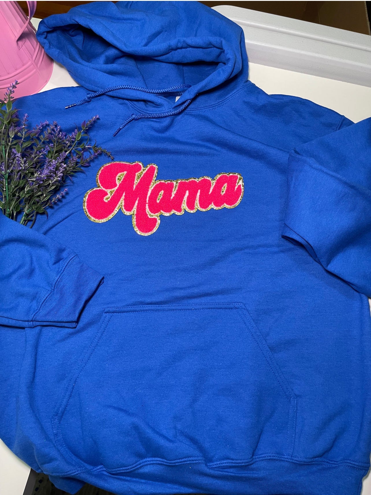 Mama Pink Chenille Patch Hoodie | adult Unisex size