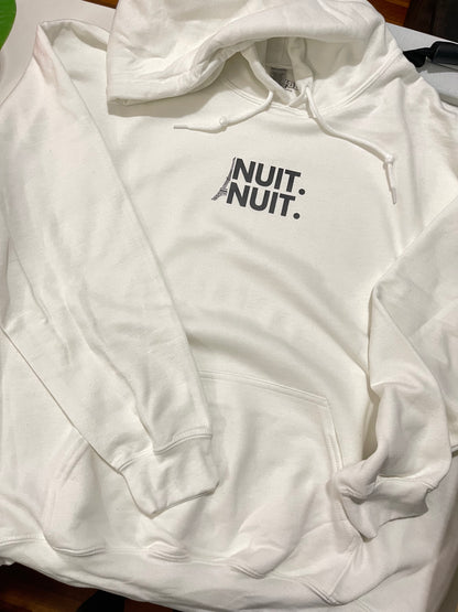 Nuit.Nuit.Eiffel Tower Hoodie  pocket size center chest| Adult Unisex