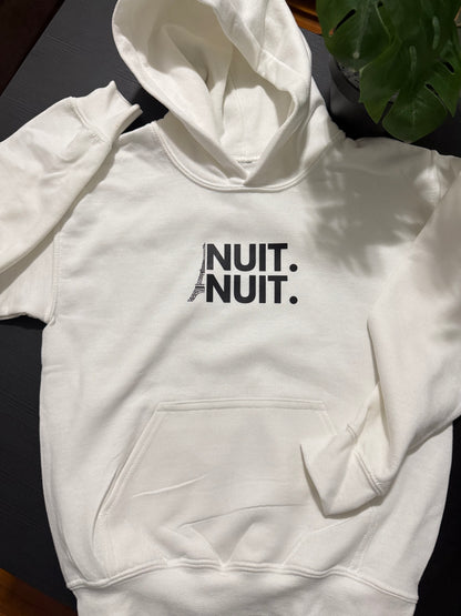 Nuit.Nuit.Eiffel Tower Hoodie  pocket size center chest| YOUTH/KID Unisex size