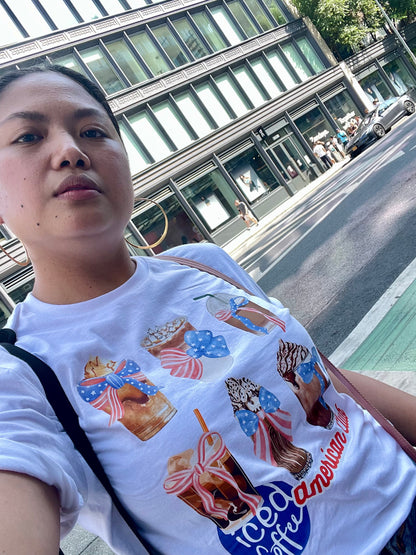 Iced Coffee American Club- bow tee | adult Unisex size | crewneck