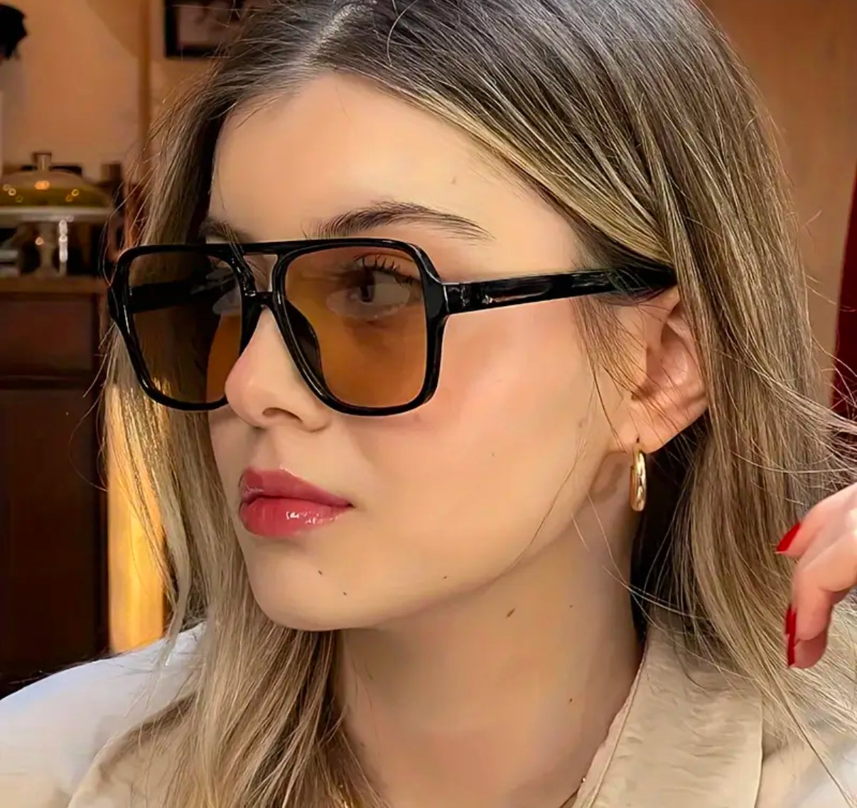 Super Chic Square Sunglasses | plastic lightweight | double bridge fashion sunglasses | adult size | 1 piece | low stock