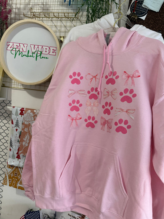 Pink Paws + Pink Ribbons HOODIE | Adult Unisex | full chest print