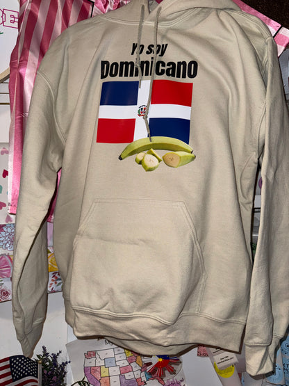Yo soy Dominicano Flag with Plantain Hoodie | full chest print |ADULT UNISEX size