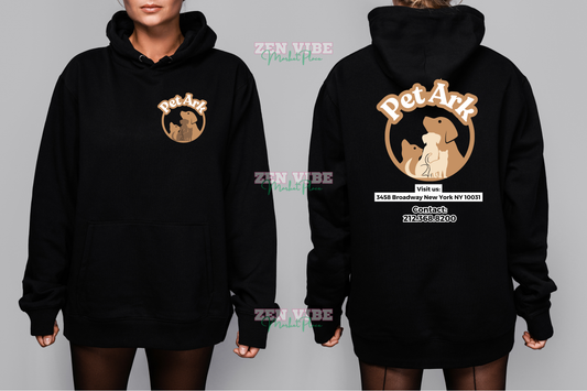 Pet Ark merch Hoodie | Regular  color | left chest pocket size Logo+ Full Back print with details | wholesale