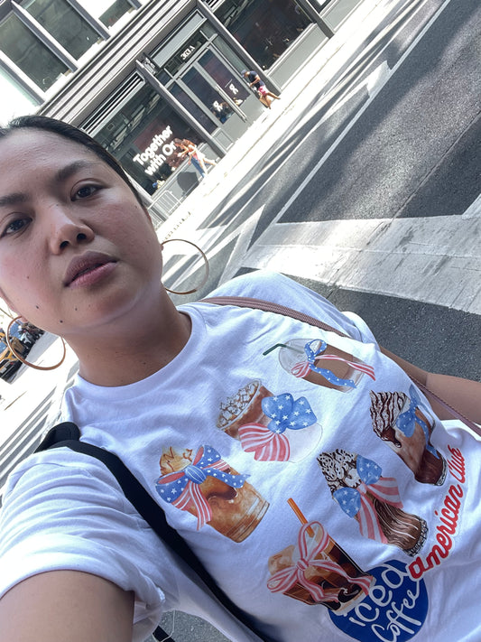 Iced Coffee American Club- bow tee | adult Unisex size | crewneck