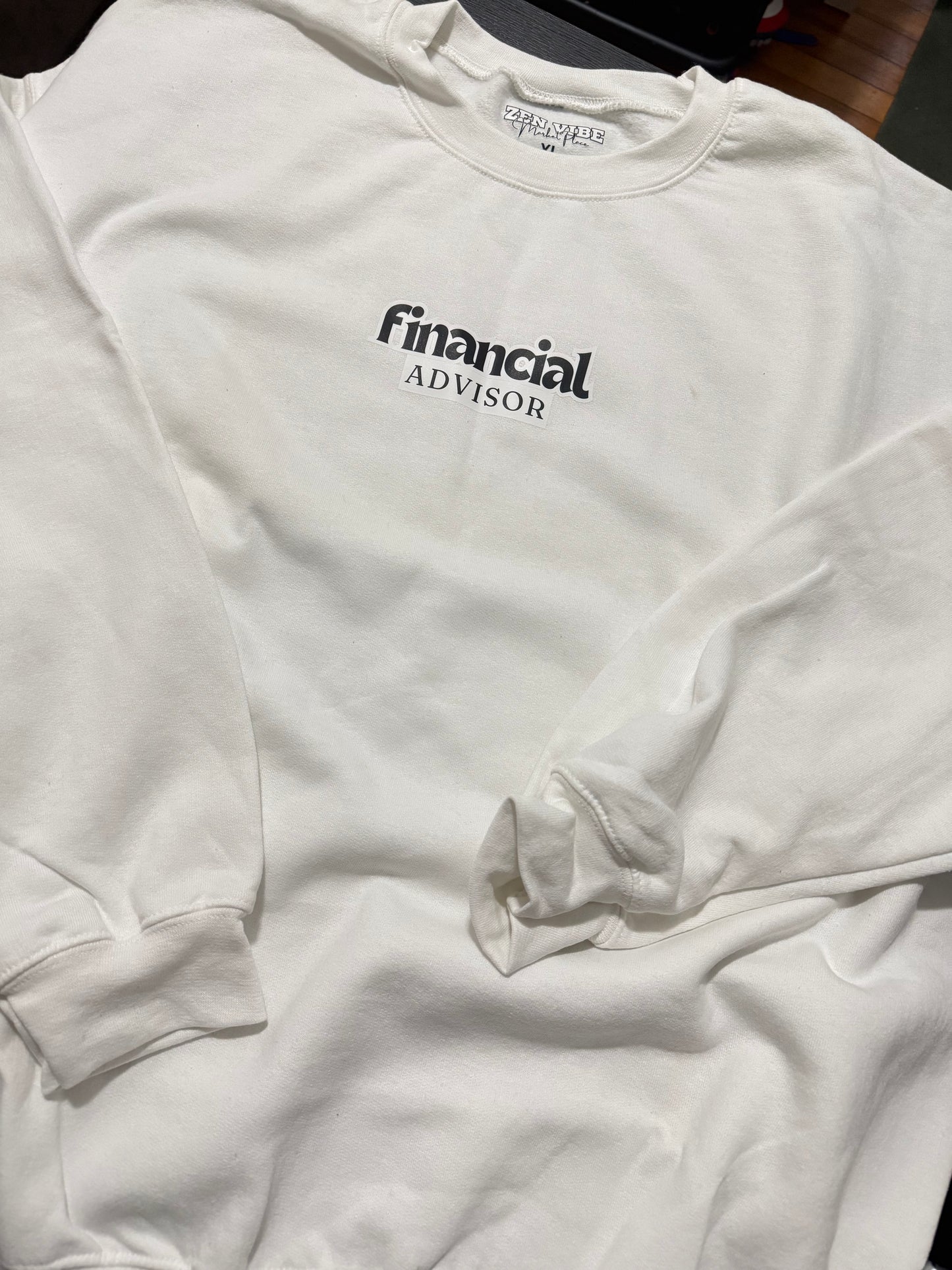 Financial Educator (mini print) sweatshirt | Adult Unisex | center chest pocket size + back prints |