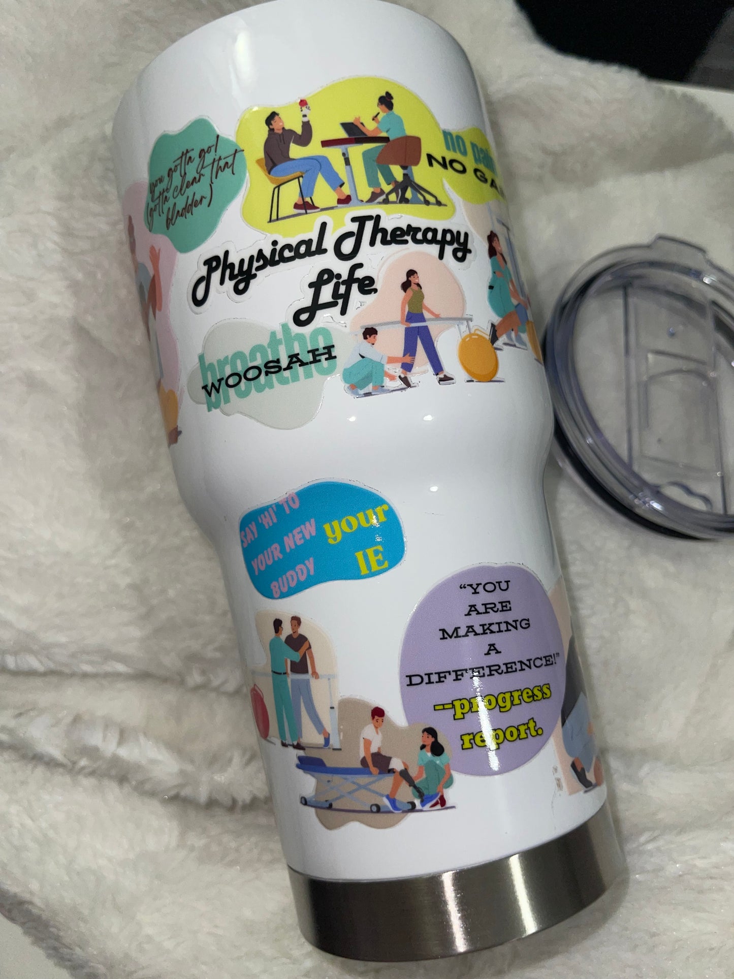 Physical Therapy Life Insulated Tumbler with Lid | Hot/Cold | 30fl oz | White