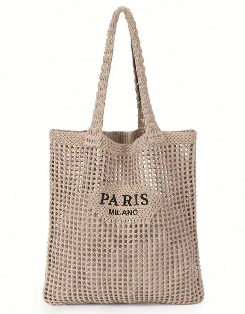 Paris Milano Crochet Tote | LIGHT KHAKI Color | limited stocks