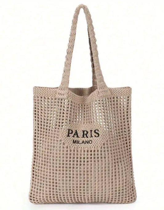 Paris Milano Crochet Tote | LIGHT KHAKI Color | limited stocks