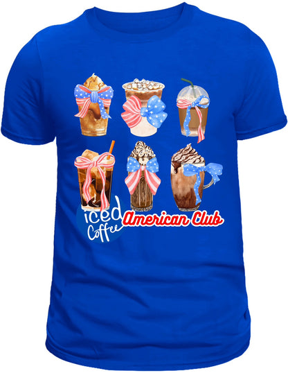 Iced Coffee American Club- bow tee | adult Unisex size | crewneck