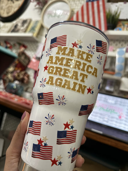 MAGA- Make America Great Again USA EAGLE Insulated Tumbler with Lid | Hot/Cold | 30fl oz | White