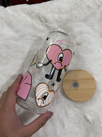 Un Verano Sin Ti pink Bad Bunny beercan glasscup set | 20 oz | Permanent UV DTF | Clearance Sale