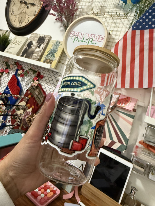 Mancave Poker beercan glasscup set | 20 oz | Permanent UV DTF | Clearance Sale