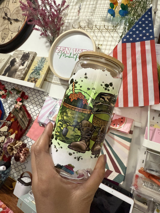 Veterans | Army beercan glasscup set | 20 oz | Permanent UV DTF | Clearance Sale