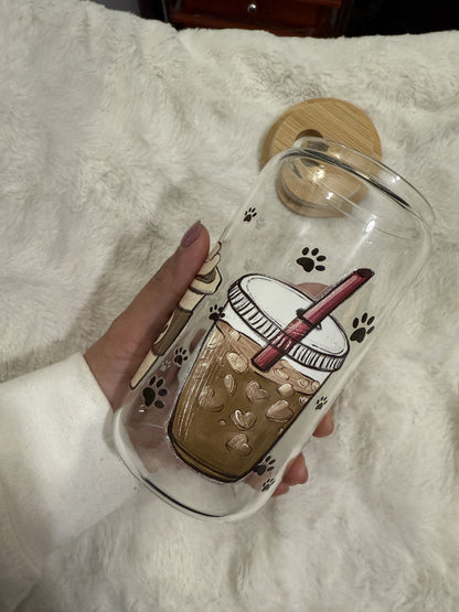 Dog Mom Paws beercan glasscup set | 16 oz | Permanent UV DTF | Clearance Sale