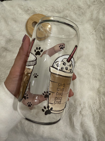Dog Mom Paws beercan glasscup set | 16 oz | Permanent UV DTF | Clearance Sale