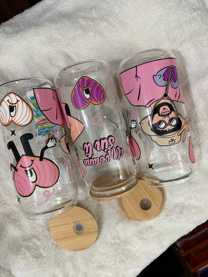 Un Verano Sin Ti pink Bad Bunny beercan glasscup set | 20 oz | Permanent UV DTF | Clearance Sale