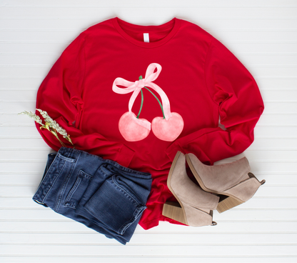 Pink Bow + Double Pink Cherries Sweatshirt | Adult Unisex | full chest print
