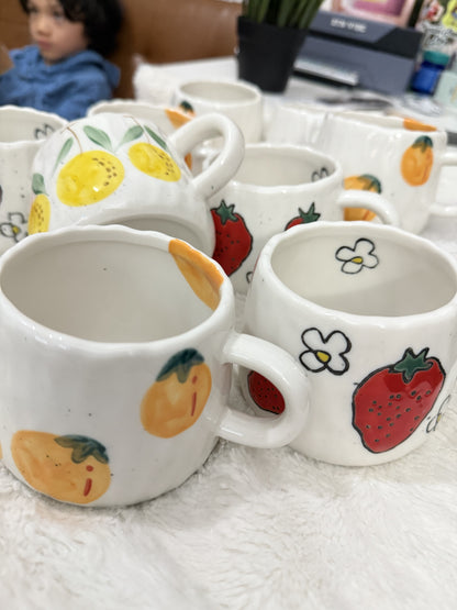Fruit Pattern Ceramic Mug | Hot or  Cold | 295 mL or 10 fl oz | 1 piece | Limited Stocks