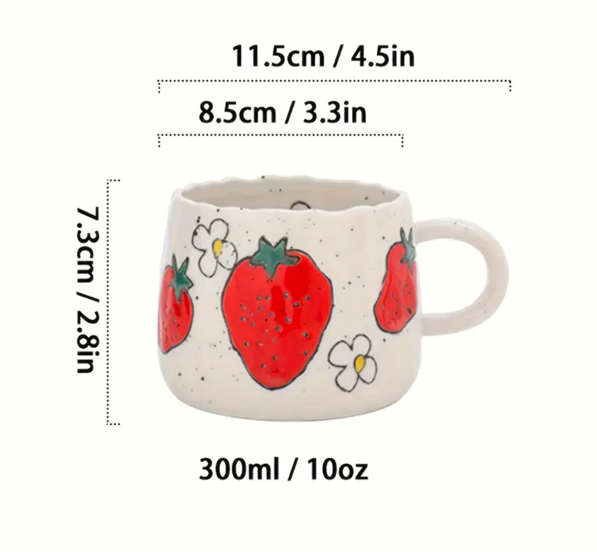 Fruit Pattern Ceramic Mug | Hot or  Cold | 295 mL or 10 fl oz | 1 piece | Limited Stocks
