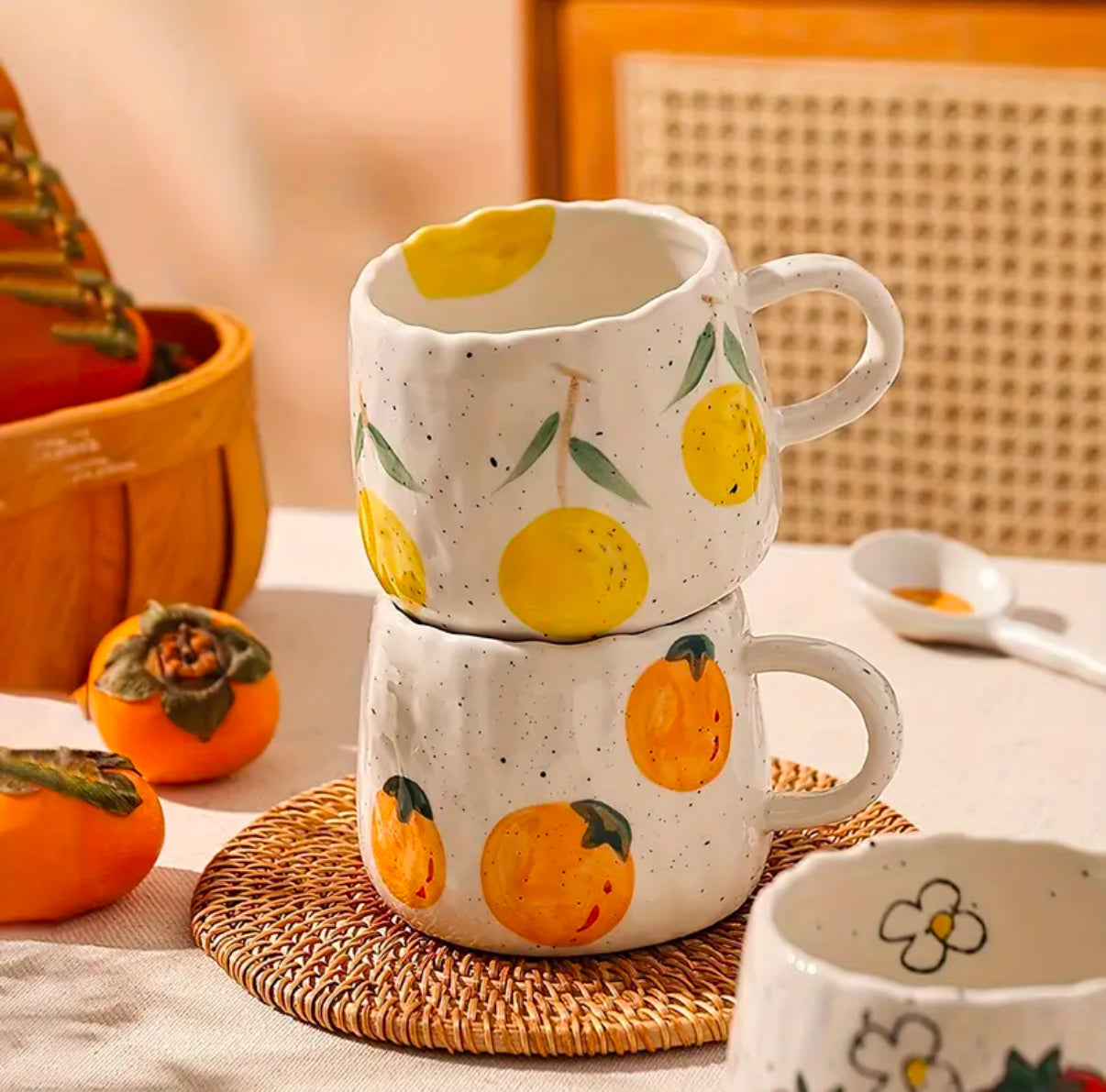 Fruit Pattern Ceramic Mug | Hot or  Cold | 295 mL or 10 fl oz | 1 piece | Limited Stocks