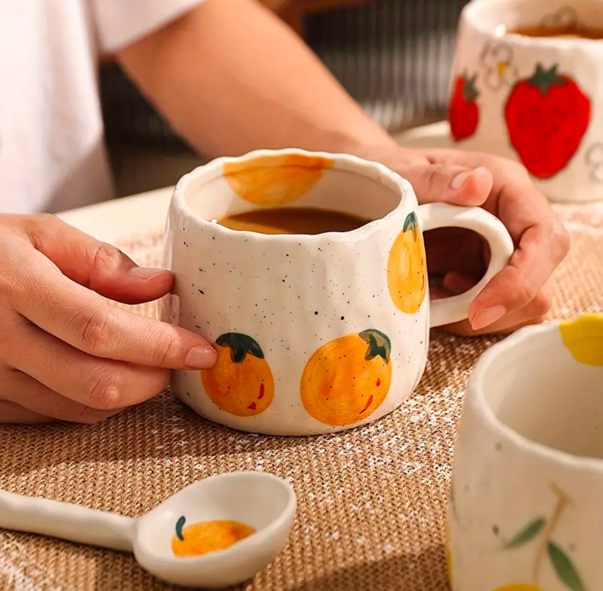 Fruit Pattern Ceramic Mug | Hot or  Cold | 295 mL or 10 fl oz | 1 piece | Limited Stocks
