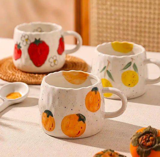 Fruit Pattern Ceramic Mug | Hot or  Cold | 295 mL or 10 fl oz | 1 piece | Limited Stocks