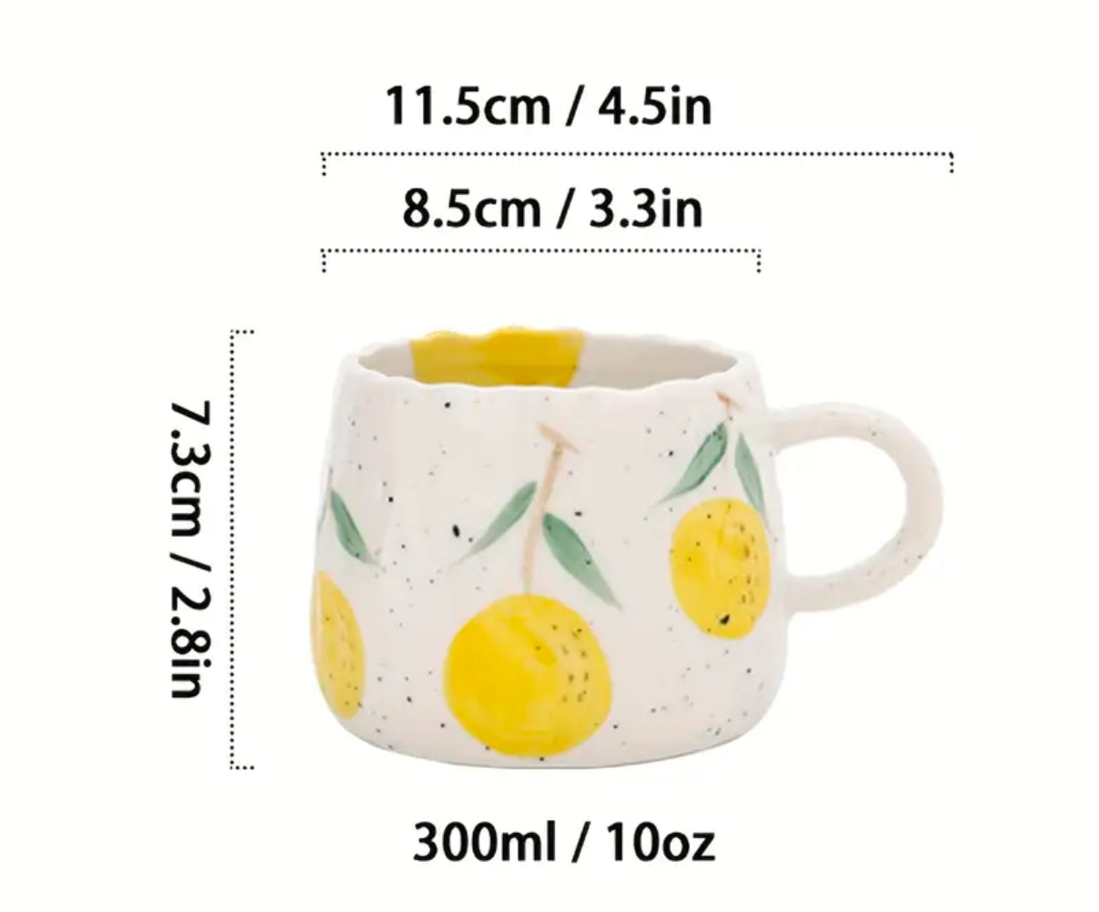 Fruit Pattern Ceramic Mug | Hot or  Cold | 295 mL or 10 fl oz | 1 piece | Limited Stocks