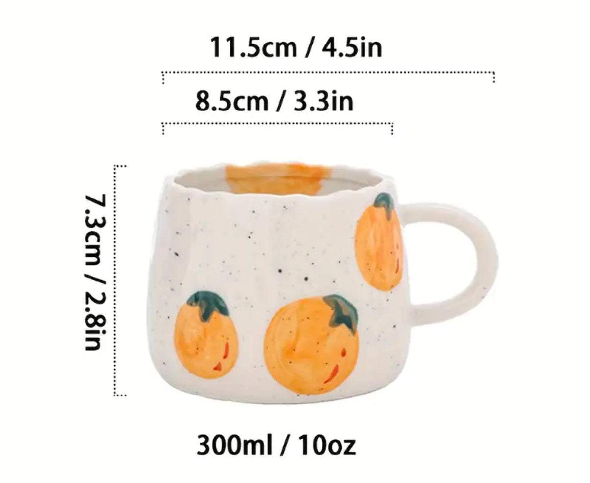 Fruit Pattern Ceramic Mug | Hot or  Cold | 295 mL or 10 fl oz | 1 piece | Limited Stocks