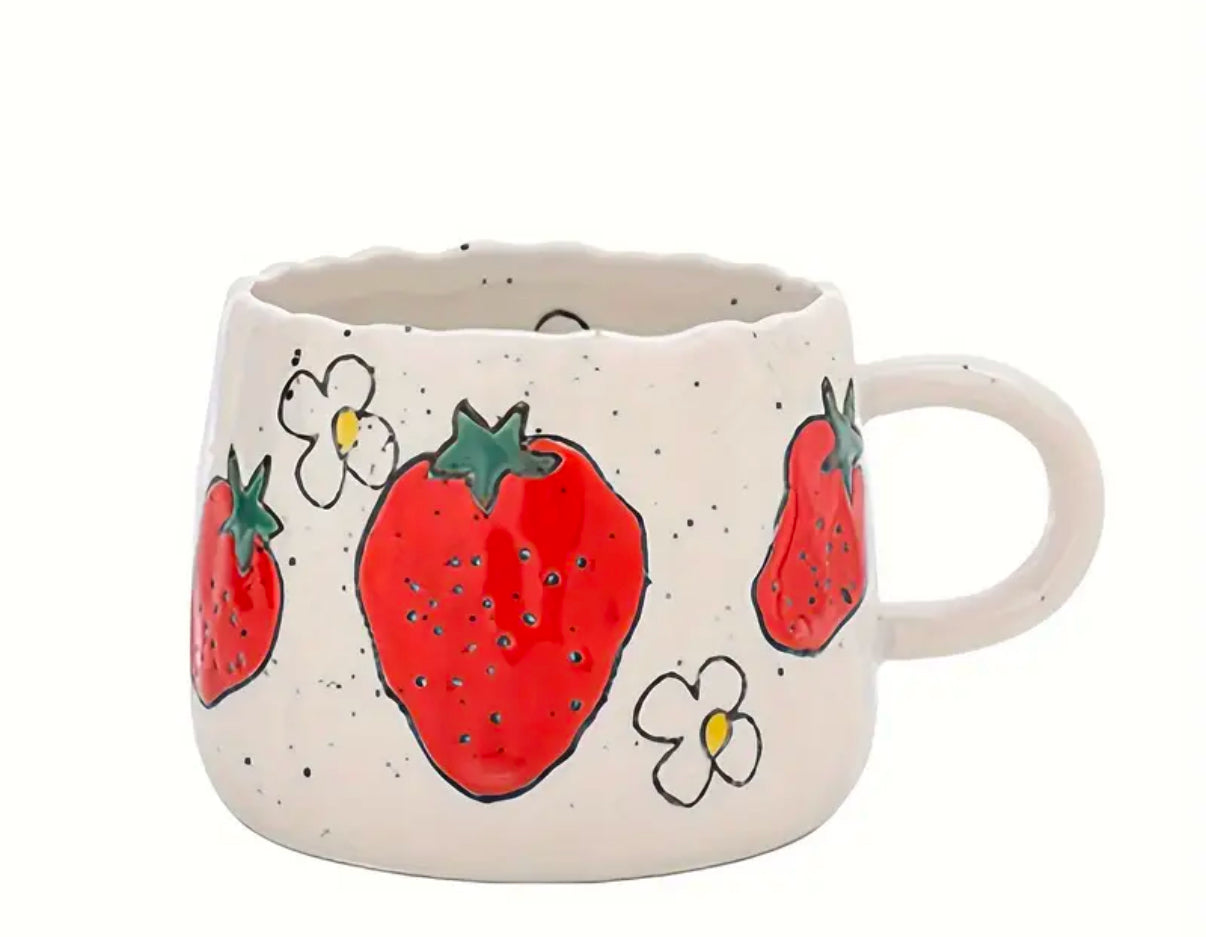 Fruit Pattern Ceramic Mug | Hot or  Cold | 295 mL or 10 fl oz | 1 piece | Limited Stocks