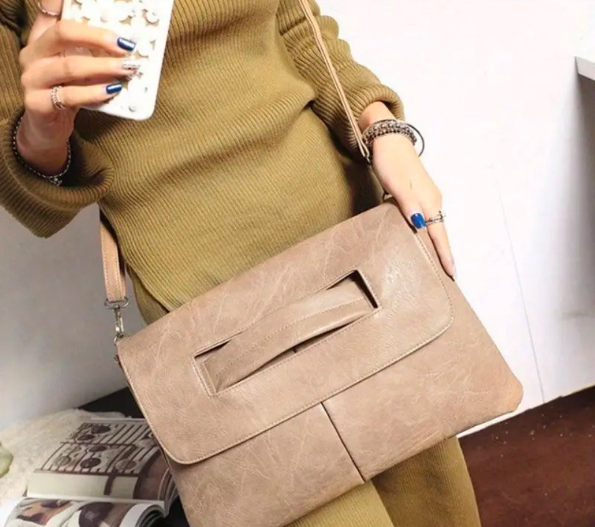 Classic Retro Solid Flap Clutch | Large Capacity | with Shoulder strap | limited stocks