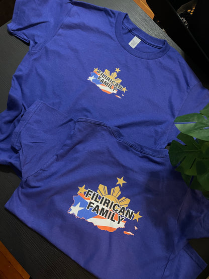 FILIRICAN FAMILY 3stars+sun flags Tee | center chest pocket size + Back print |Youth/Kid Size